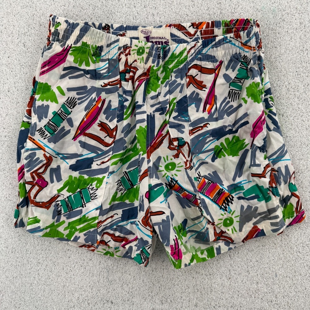 VTG Jams World Shorts Mens Medium Red Tropical Volleyball Surf Hawaii Cotton USA